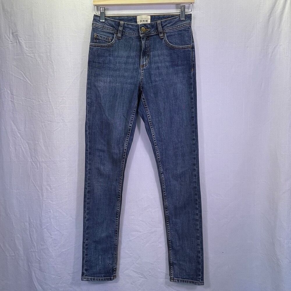 Sezane Denim Blue Stretch Slim Skinny Tapered Leg Jeans Medium Wash Size 25